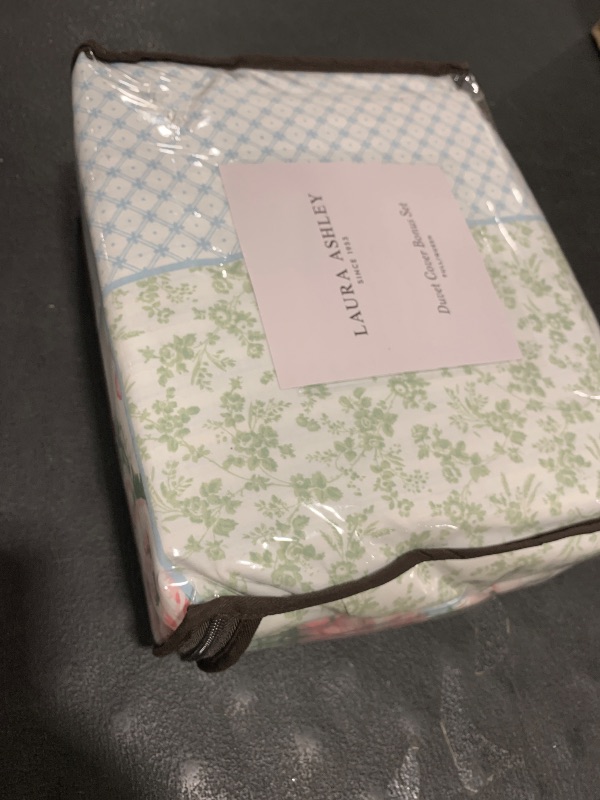 Photo 1 of Laura Ashley - Duvet Set, Super Soft & Cozy Bedding, Includes Matching Shams & Bonus Throw Pillow Covers, Luxurious Home Decor (Hope Patchwork Blue, Full/Queen)