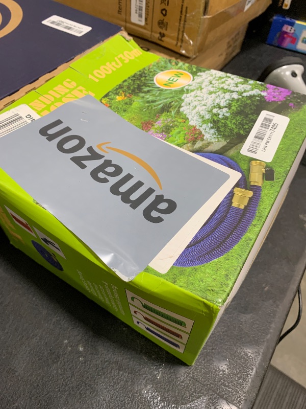 Photo 1 of 100 ft Expandable Garden Hose with 10 Spray Nozzle - 4 -Layer Latex Core - Heavy Duty Superior Strength 3750D - Expanding Water Hose - Extra Strong Brass Connectors/Storage Bag