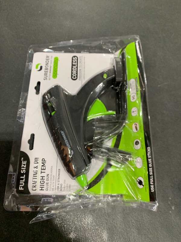 Photo 1 of Surebonder Cordless Hot Glue Gun, High Temperature, Full Size, 60W, 50% More Power - Sturdily Bonds Metal, Wood, Ceramics, Leather & Other Strong Materials (Specialty Series CL-800F)
