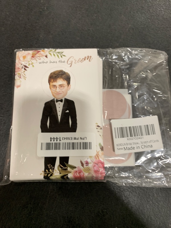 Photo 1 of MORDUN Floral Bridal Shower Games - Who Has The Groom Scratch Off Celebrity Cards Tickets for 48 Guests - Funny Bachelorette Party Games Ideas - Rose Gold White