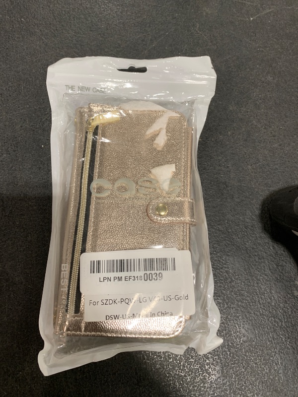 Photo 1 of Dswteny Wallet Case for LG V40 ThinQ with Wrist Strap Shoulder Strap Zipper Leather Flip Credit Card Holder Stand Cell Phone Cover for LGV40 Storm V 40 Thin Q V40ThinQ LG40 40V 40ThinQ Women Men Gold