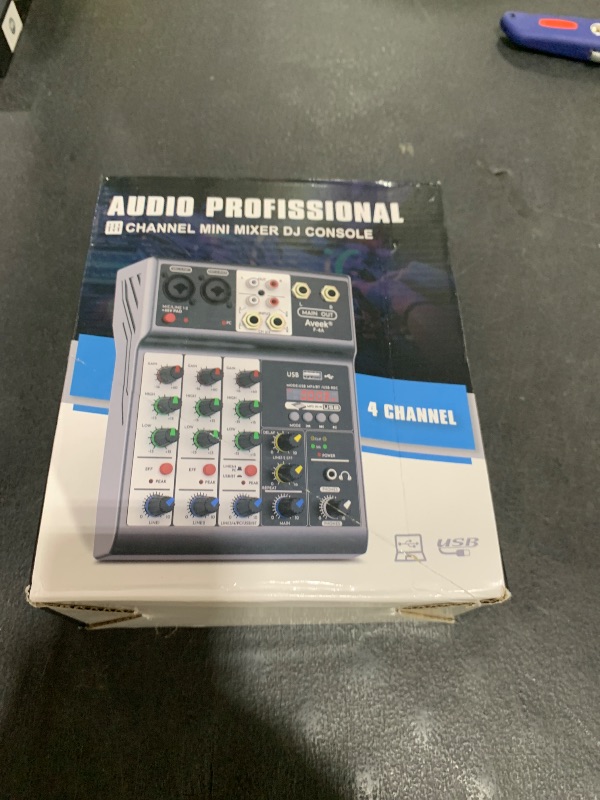 Photo 1 of Aveek Professional Audio Mixer, Sound Board Mixing Console with 4 Channel Digital USB Bluetooth Echo Delay Effect, Input 48V Phantom Power Stereo DJ Mixers for Recording, Live Streaming, Podcasting