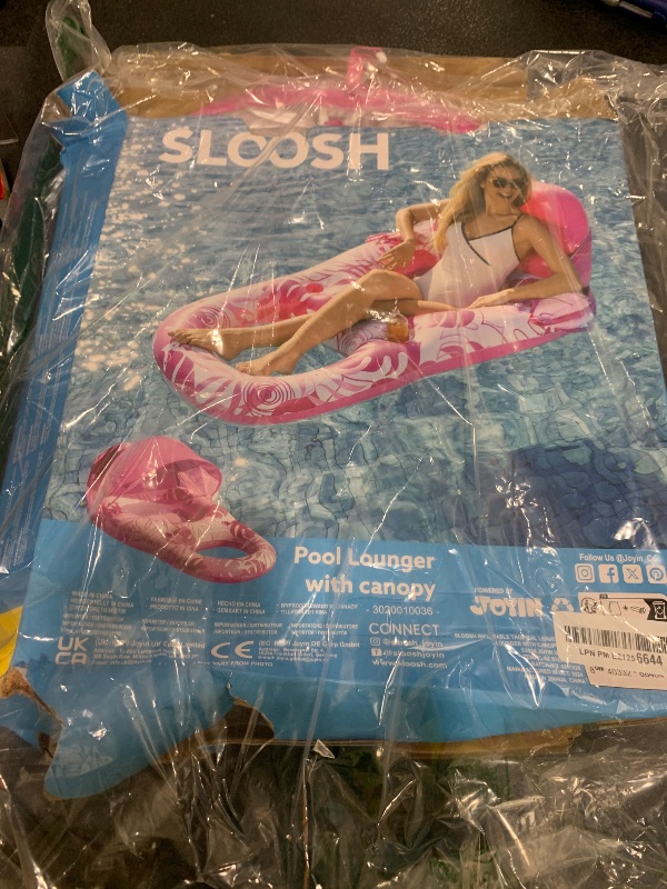 Photo 1 of SLOOSH Inflatable Pool Floats Lounger Adult, Pool Lounge with Canopy Raft Floaties Water Floating Recliner Chair with Cup Holders Foot Rest Swimming Floaty