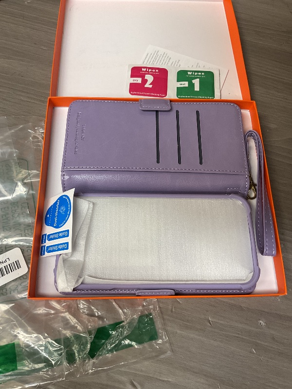 Photo 1 of VANAVAGY Compatible for iPhone 16 Pro Wallet Case with RFID Blocking Card Holder for Magsafe, PU Leather Magnetic Strap Wallet Detachable Phone Case with Kickstand for 16 Pro 6.3inch,Clove Purple