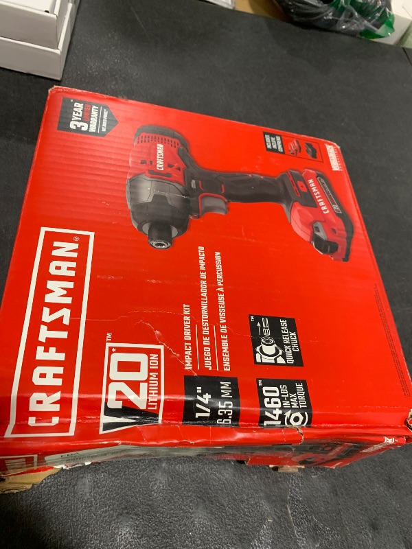 Photo 1 of CRAFTSMAN V20 Cordless Impact Driver Kit, 1/4 inch, 2 Batteries and Charger Included (CMCF800C2)