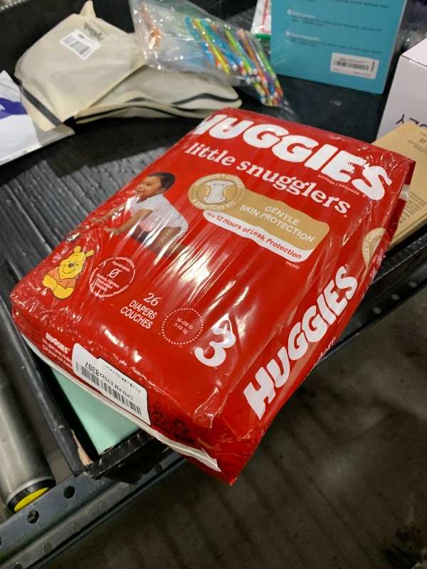 Photo 1 of Huggies Size 3 Diapers, Little Snugglers Baby Diapers, Size 3 (16-28 lbs), 26 Count, Packaging May Vary