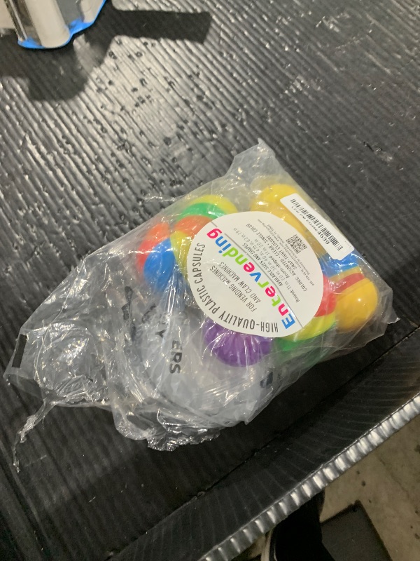 Photo 1 of Entervending Empty Clear-Colored Round Capsules 2 inch 25 pcs Bulk 7 Colors Capsule for Toy Gumball Machines Plastic Containers Surprise for Kids Party