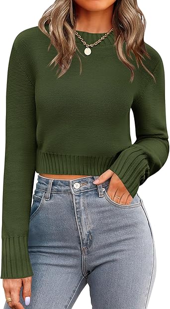 Photo 1 of Eurivicy Women's Fall Rib Knit 2 Piece Outfit sets Long Sleeve Pullover Sweater Top and Drawstring Long Pants with Pockets Army Green