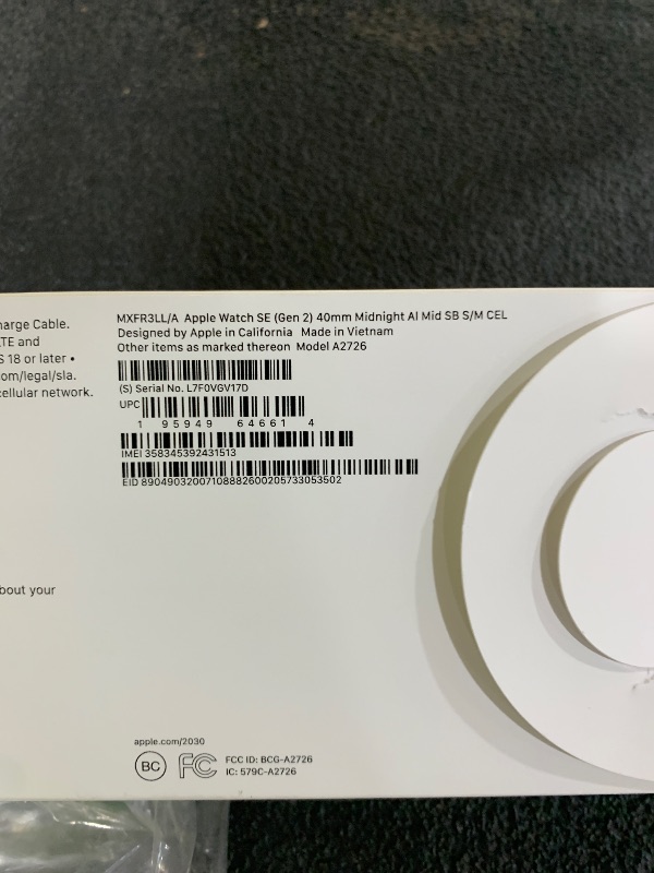 Photo 1 of Apple Watch SE (2nd Gen) [GPS + Cellular 40mm] Smartwatch with Midnight Aluminum Case with Midnight Sport Band S/M. Fitness and Sleep Trackers, Crash Detection, Heart Rate Monitor, Retina Display