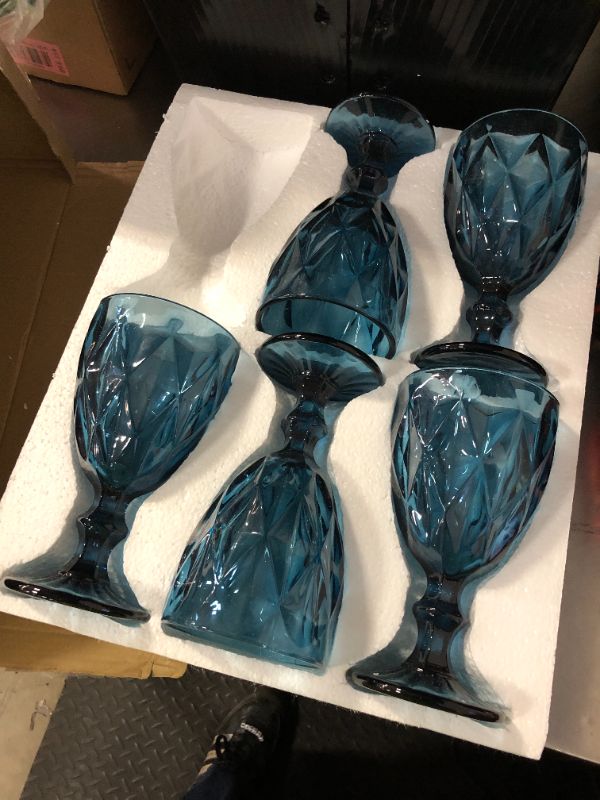 Photo 1 of 5 Pack Glass Cups Blue