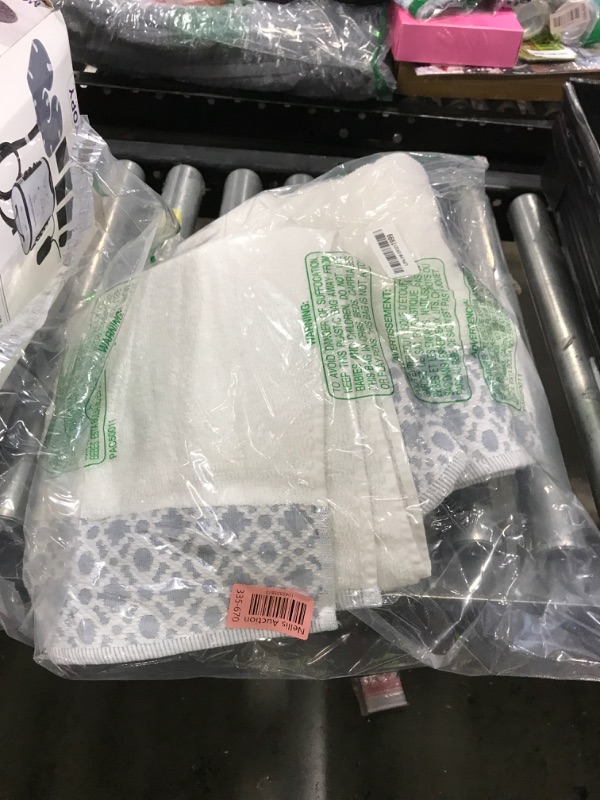 Photo 1 of 100% Turkish Cotton Luxury Towel Set | Super Soft and Highly Absorbent | Textured Dobby Border | 550 GSM | 2 Bath Towels, 2 Hand Towels, & 2 Washcloths | Nitra Collection (White / Denim Blue)