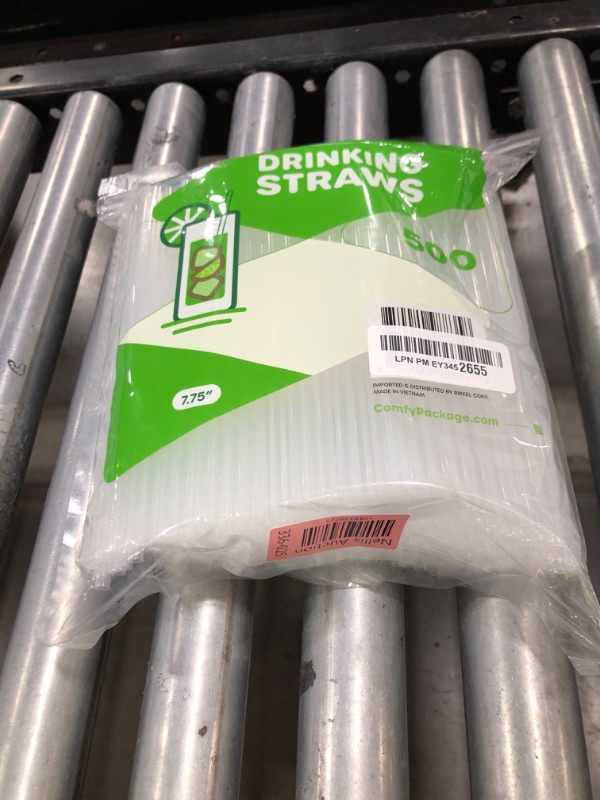 Photo 1 of [500 Pack] Disposable Plastic Drinking Straws - 7.75" High - Clear