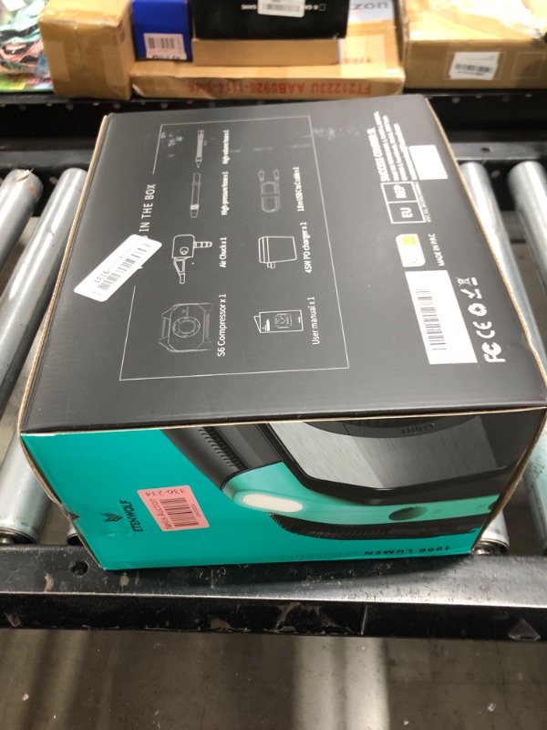 Photo 1 of ETENWOLF VORTEX S6 Tire Inflator Portable Air Compressor for Heavy-duty Vehicles, Cordless Air Pump for Car & Inflatables with 19200 mAh Battery, 100% Duty Cycle & Dual Cylinder Bike Pump, Dark Cyan