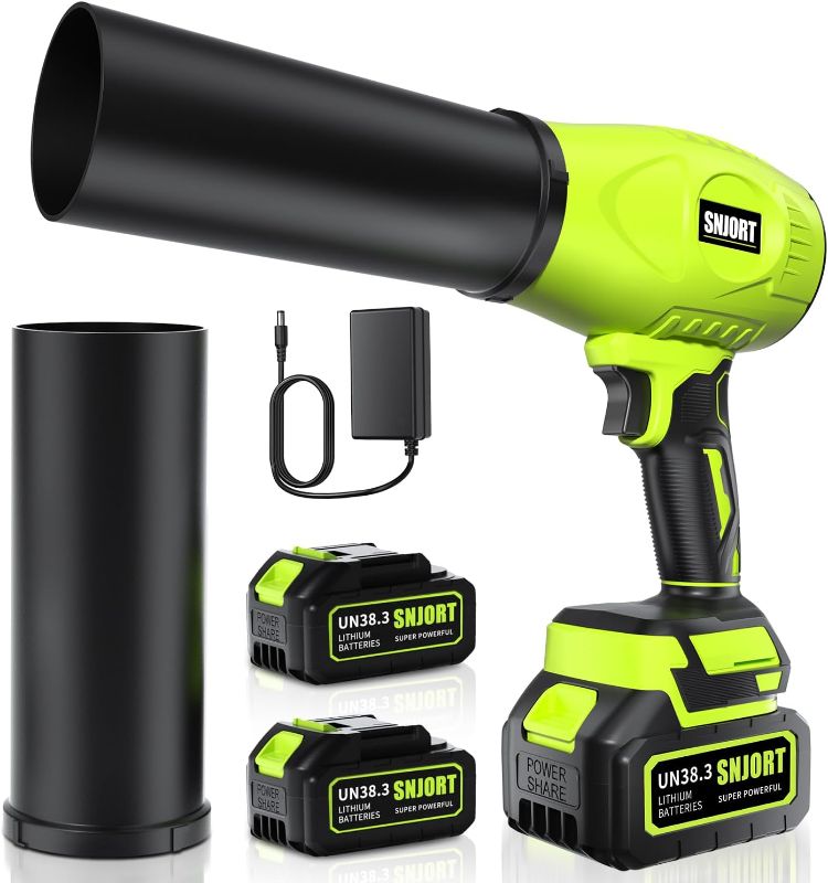 Photo 1 of Leaf Blower Cordless with Battery and Charger, 800,000 RPM, Extended Nozzle, Lightweight Handheld Design,Blower for Patio Cleaning,car Blowing Water, Blowing Leaves and Dust?Bright Green?
