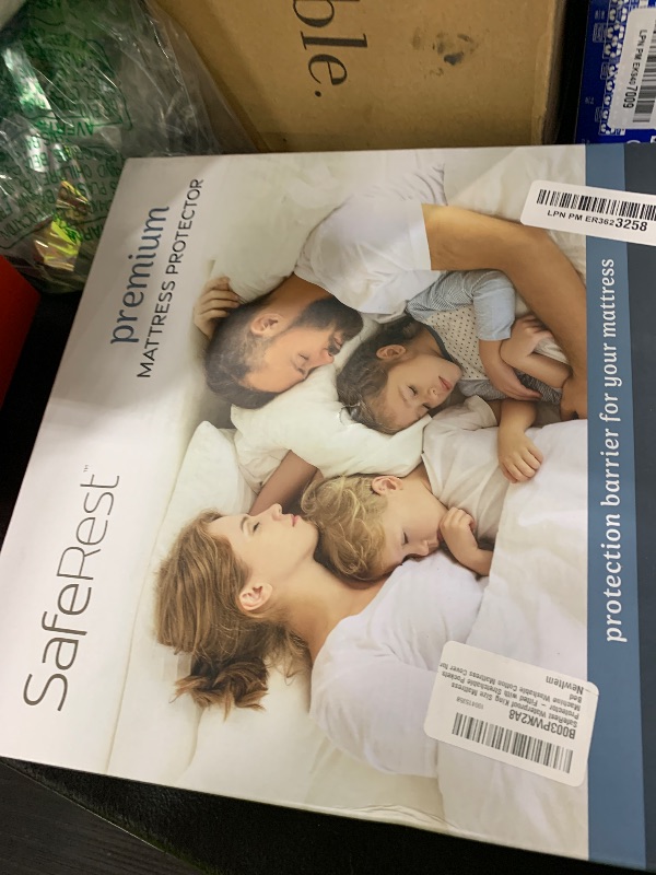 Photo 1 of SafeRest Waterproof King Size Mattress Protector - Fitted with Stretchable Pockets - Machine Washable Cotton Mattress Cover for Bed