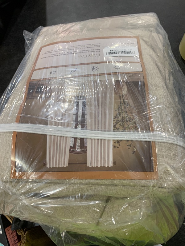 Photo 1 of RYB HOME 3 in 1 Soundproof - Blackout - Insulation Linen Curtains, Noise Reduce Energy Saving Curtains for Bedroom Living Room Dorm Divider Studio Home Office, Linen Taupe, W52 x L95 in, 2 Panels