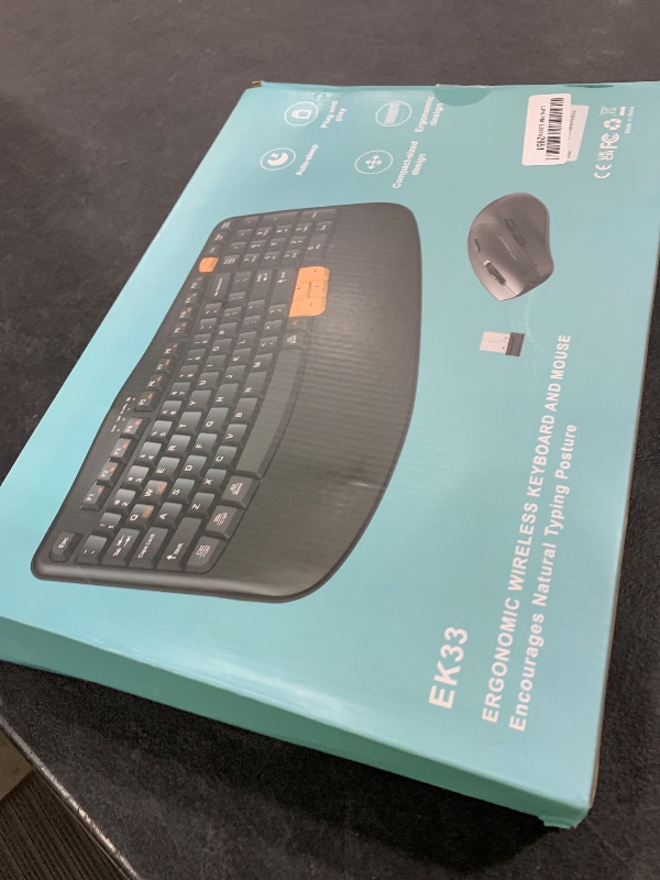 Photo 1 of Wireless Keyboard and Mouse Combo, 2.4G Wave Keys Ergonomic Keyboard with Palm Rest and 3 DPI Silent Mouse, Compact Size for Natural Typing, Spill-Resistant, for Windows/PC/Laptop/Mac(Black)