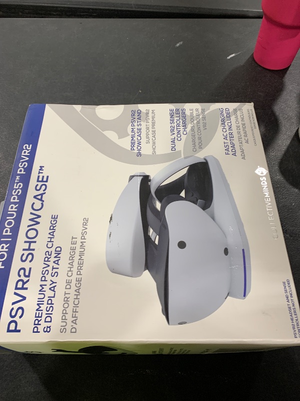 Photo 1 of Collective Minds PSVR2 Showcase Premium Charging Station and Display Stand – Fast Charge with Magnetic Adapters, Safe Storage for PS VR2 Headset and Sense Controllers, Includes Type-C AC Adapter