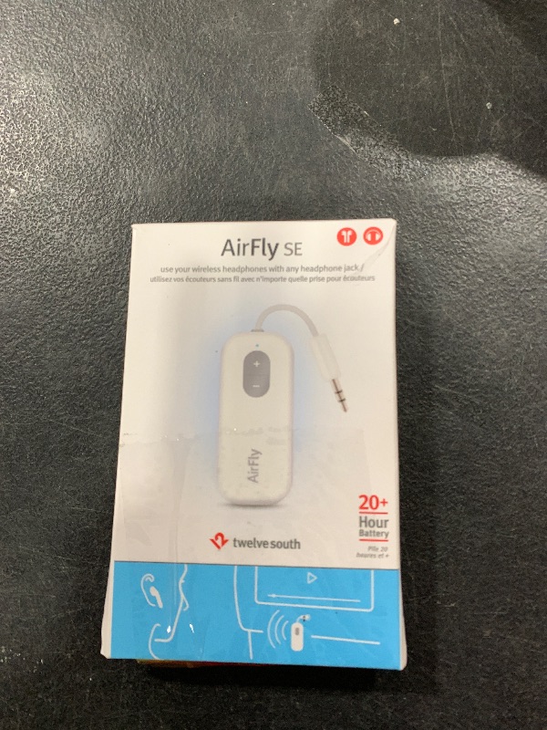 Photo 1 of Twelve South AirFly SE | Bluetooth Wireless Audio Transmitter Adapter for AirPods/Headphones, 20+ Hr Battery, Works with 3.5mm aux Jacks on Airplanes, TVs, Gym Equipment, and Travel