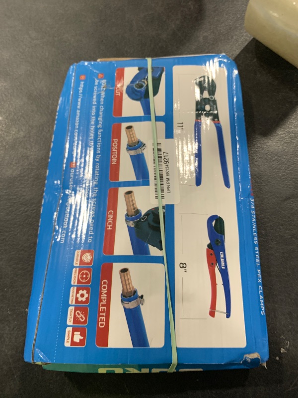 Photo 1 of OURU 2 IN 1 Ratchet Pex Crimping Tool Cinch and Remove Combo Function Pex Pipe Crimp Tool from 3/8" to 1" Pex Crimper with Pex Cutter and Stainless Steel Pex Clamps 1/2" 25PCS,3/4" 10PCS