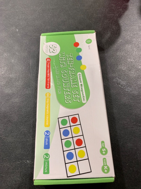 Photo 1 of Big Magnetic Ten Frame Set, Opret 52 Pieces Math Manipulatives for Elementary, Kindergarten Classroom Must Haves Math Games with Storage Bag, Ages 5+, 4 Frames, 44 Counters, 2 Plus and 2 Minus