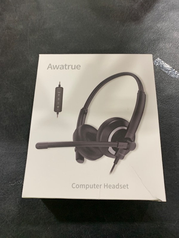 Photo 1 of awatrue EH05-U Wired USB Headset with Noise Cancelling Microphone for PC Laptop - Headphones with In-Line Control, Lightweight, Enhanced Sound & MIC Mute