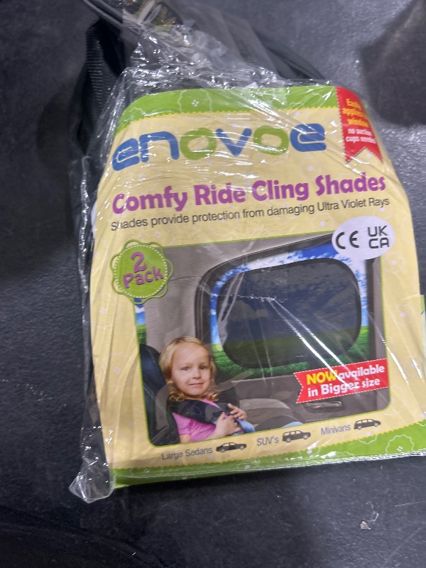 Photo 1 of 2-Pack Car Window Shades by Enovoe - 19 x 12 in Side Window Cover for SUVs, Sedans, and Trucks - Protects Baby from UV Rays and Glare - Cling Design for Easy Use - Plain