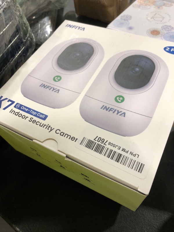 Photo 1 of INFIYA 2K Security Camera Indoor-360 Cameras for Home Security and One-Tap Call, Elderly/Cat/Baby/Nanny, Motion Alert, Intelligent Tracking, 2.4GHz WiFi Only, Work with Alexa/Google Home, K7 2Pack