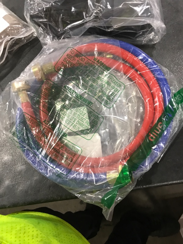 Photo 1 of 4 FT Rubber Washing Machine Hoses Burst Proof Water Supply Lines By AMI PARTS - for Hot and Cold Water Washer Hoses (2 Pack)