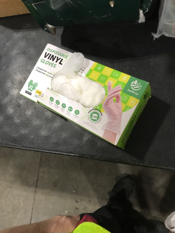 Photo 1 of SWIFTLITE Disposable Vinyl Gloves, Food Safe, Latex-Free Powder-Free Clear Plastic Gloves for Cooking, House Clean, Food Prep (100, X-Large)