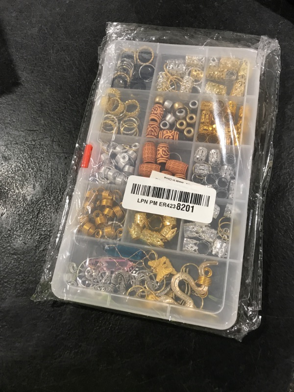 Photo 1 of 200pcs Hair Beads Jewelry, Dreadlocks Gem Crystal Charms, Metal Coils Rings, Gold And Silver Pendants,Braid Cuffs,Clips,Loc Tube Bead Braid Accessories for Braids Decoration