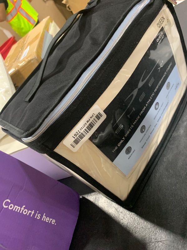 Photo 1 of SHEEX - Active Comfort Cooling Sheets Set (Queen) Parchment - Moisture Wicking - 1 Flat Cooling Sheet, 1 Fitted Cooling Sheet, 2 Cooling Pillow Covers - Wrinkle Free - Sleep Aid