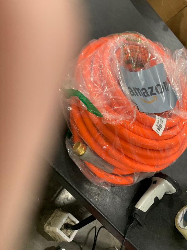 Photo 1 of SPECILITE Garden Water Hose 75 ft x 5/8 in Heavy Duty, Flexible and Lightweight, Burst 600 psi, Kink-less Hybrid Rubber Pipe for Backyard, 3/4'' Brass Fittings, Orange