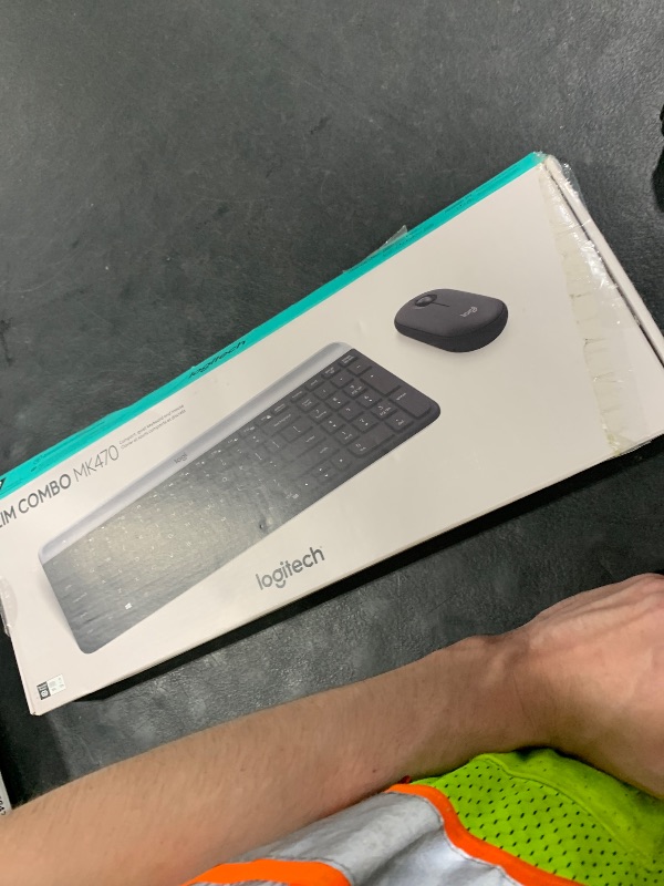 Photo 1 of Logitech MK470 Slim Wireless Keyboard and Mouse Combo - Modern Compact Layout, Ultra Quiet, 2.4 GHz USB Receiver, Plug n' Play Connectivity, Compatible with Windows - Graphite