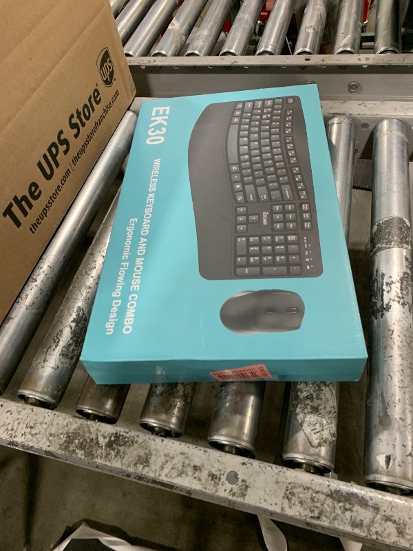 Photo 1 of Wireless Keyboard and Mouse Combo,2.4G Full Size Wave Keys Ergonomic Keyboard with Wrist Rest for Natural Typing, 3 DPI Adjustable Ergonomic Silent Mouse for Computer/Laptop/Windows/Mac (Black)