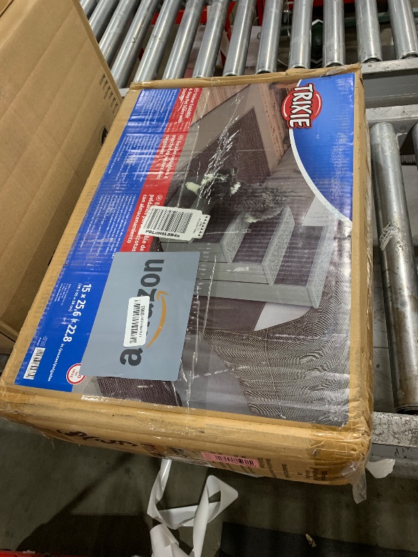 Photo 1 of TRIXIE Velour Dog Stairs with Tread Steps - 4 Step Pet Stairs for Beds and Couches - Foldable with Additional Storage Space - Gray