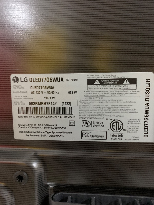 Photo 1 of LG 77-Inch Class OLED evo AI 4K G5 Series Smart TV w/Dolby Atmos, Dolby Vision, HDR10, AI Super Upscaling 4K, Filmmaker Mode, Wow Orchestra, Alexa Built-in (OLED77G5WUA, 2025)