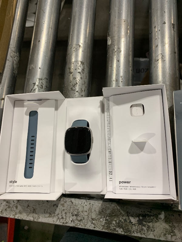 Photo 1 of Fitbit Versa 4 Fitness Smartwatch with Daily Readiness, GPS, 24/7 Heart Rate, 40+ Exercise Modes, Sleep Tracking and more, Waterfall Blue/Platinum, One Size (S & L Bands Included)