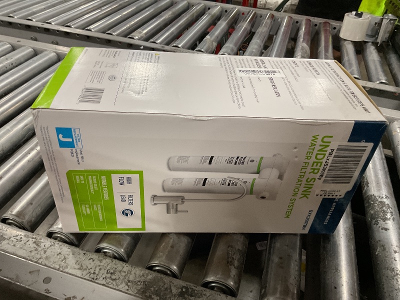 Photo 1 of GE Dual Stage Under Sink Water Filtration System with Faucet, Reduces Lead, Chlorine & More, Easy Install, Twist & Lock Design, Replace Filters (FQK2J) Every 6 Months, GXK255TBN