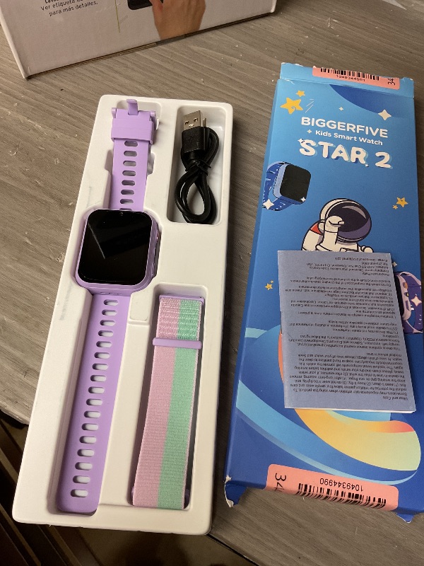Photo 1 of BIGGERFIVE Smart Watch for Kids with Dual Cameras, Two Straps, 30 Puzzle Games, Video & Music Player, Audiobooks, Flashlight, Pedometer, Educational Toys Birthday Gifts for Girls Ages 4-10 Lilac