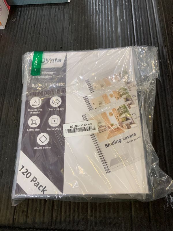 Photo 1 of Dynta Binding Covers 8 mil PVC Clear Cover Sheets for Binding, Letter Size 8-1/2 x 11 Inches, 120 Pack Report Covers, Presentation Binder, Office Supplies, Un-Punched, Square Corners