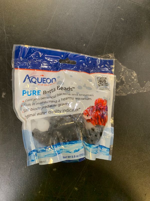 Photo 1 of Aqueon PURE Betta Beads, Water Care for Unfiltered Aquariums, Maintains Clear Water and Helps Breakdown Organic Sludge, Black & White