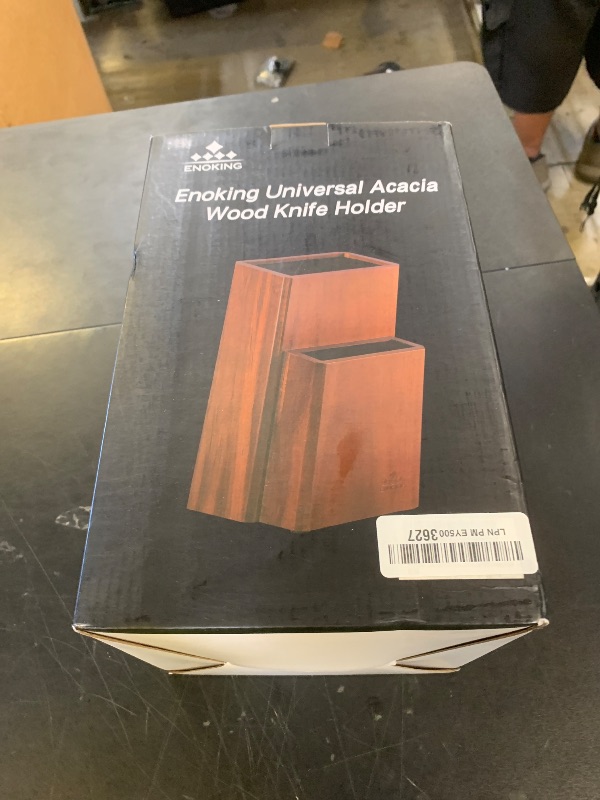 Photo 1 of ENOKING Universal Knife Block without Knives, Acacia Wood Knife Holder/Knife Organizer with Removable Plastic Bristles for Kitchen Counter Knife Storage Rack