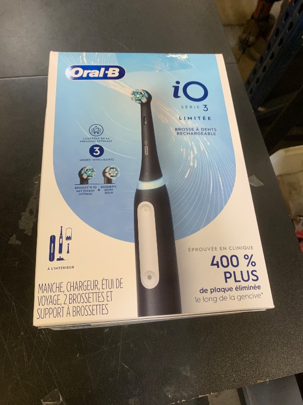 Photo 1 of Oral-B iO Deep Clean Rechargeable Electric Powered Toothbrush, Black with iO Series 3 Limited, 2 Brush Heads and Travel Case - Pressure Sensor to Protect Gums - 3 Cleaning Settings - 2 Minute Timer