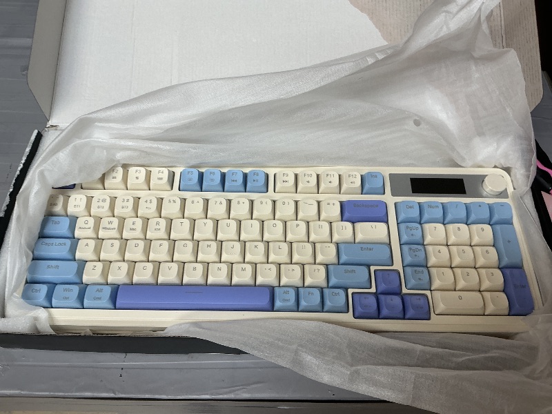 Photo 1 of SEE NOTES……AULA S99 Pro Gaming Keyboard, Cute Creamy Keyboard with Number Pad Smart Screen, Tri-Mode Bluetooth/2.4G/USB-C Computer Keyboards, Media Knob Custom RGB Backlit Feel for MAC Xbox PC Gamer - Purple
