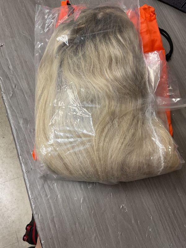 Photo 1 of Belaved Highlight Ombre Medium Brown Lace Front Wigs Human Hair Mix Blonde 13x6 Long Straight Balayage Blonde with Brown Roots 180% Density 32 Inch HD Lace Frontal Wig for Women Pre Plucked Hairline