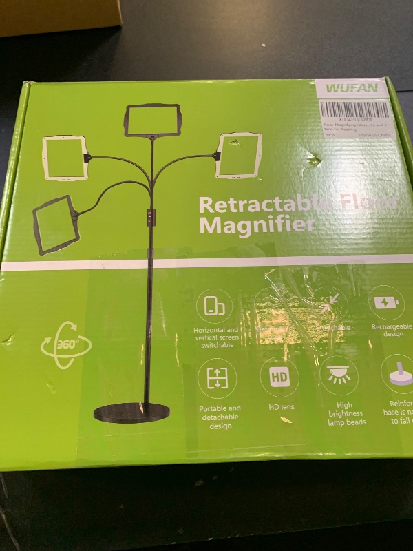 Photo 1 of Upspotie Hands-Free Floor Magnifying Glass with Light and Stand 48-LEDs Lighted Magnifying Lamp with 360° Flexible Gooseneck for Reading Crafts Close Work