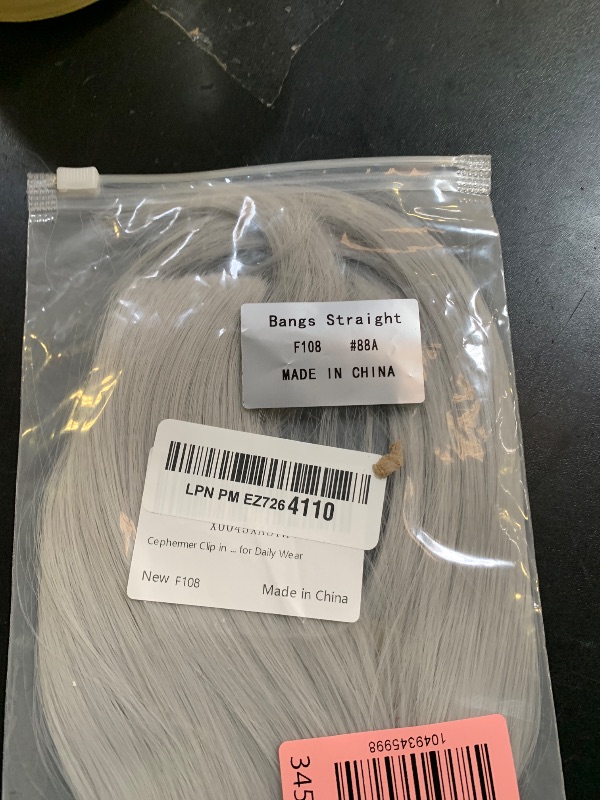 Photo 1 of Cephermer Clip in Bangs, Synthetic French Bangs Hair Clip, Fake Bangs Fringe with Temples Hairpieces for Women Natural Curved Hair Extensions for Daily Wear Silver Grey