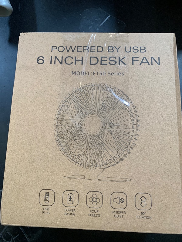 Photo 1 of SLENPET 6 inch USB Desk Fan, 4 Speeds, Ultra-quiet, 90° Adjustment for Better Cooling, Portable Mini Powerful Desktop Table Fan, Small Personal Fan for Home Office, Metal Base, Black