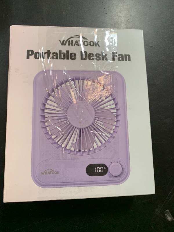 Photo 1 of WHATOOK Small Desk Fan Personal Fans: 5000mah 25 Hours Battery Office Quiet Mini Desktop Fan Portable Rechargeable Travel Essentials